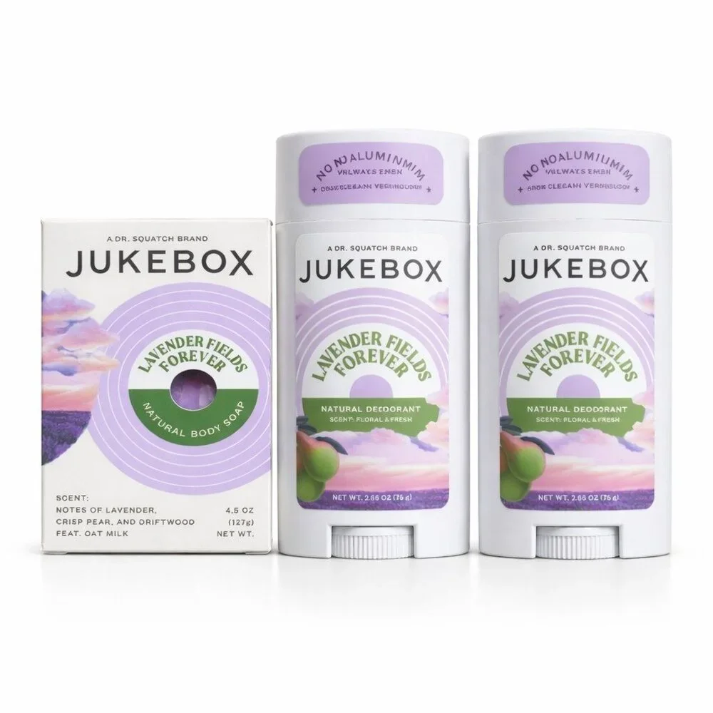 Jukebox Lavender Fields Forever 2 Deodorants + Soap Bundle Aluminum Free‎